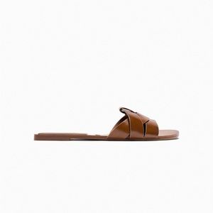 Zara Flat Crossed Leather Sandals